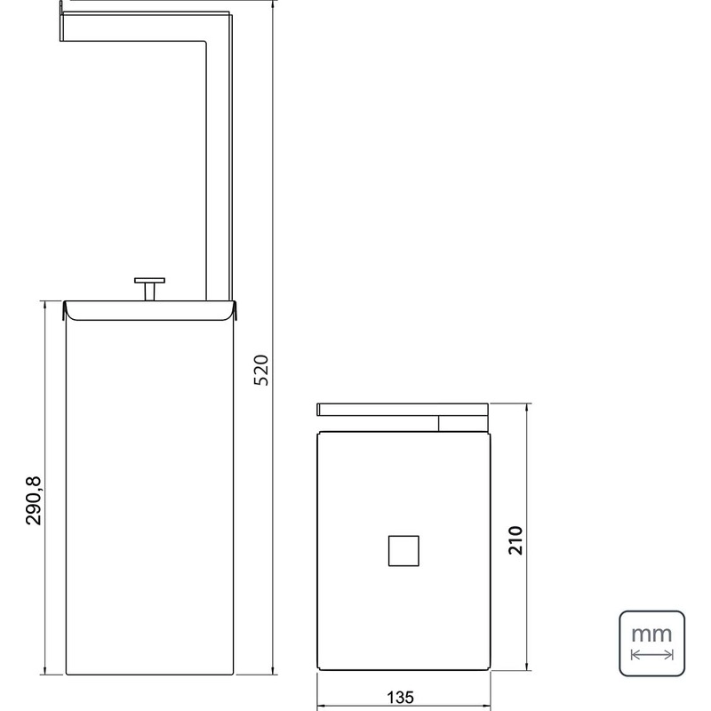 Lixeira Tramontina Luz Slim em Aço Inox 5,5 L com Suporte para Papel Higiênico