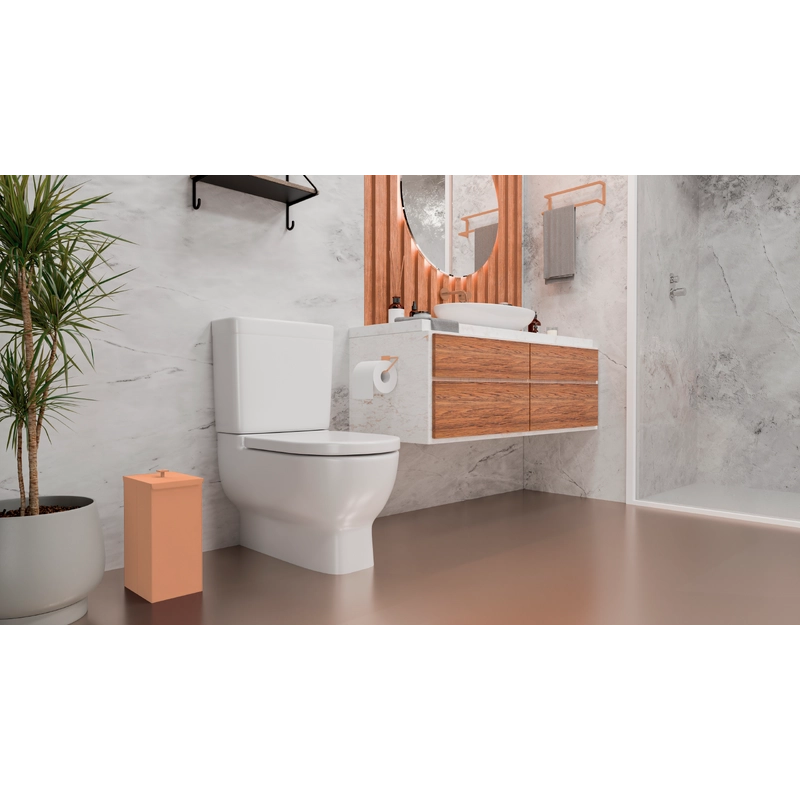 Lixeira Tramontina Luz Slim em Aço Inox com Acabamento Acetinado e Revestimento Rose Matte 5,5 L