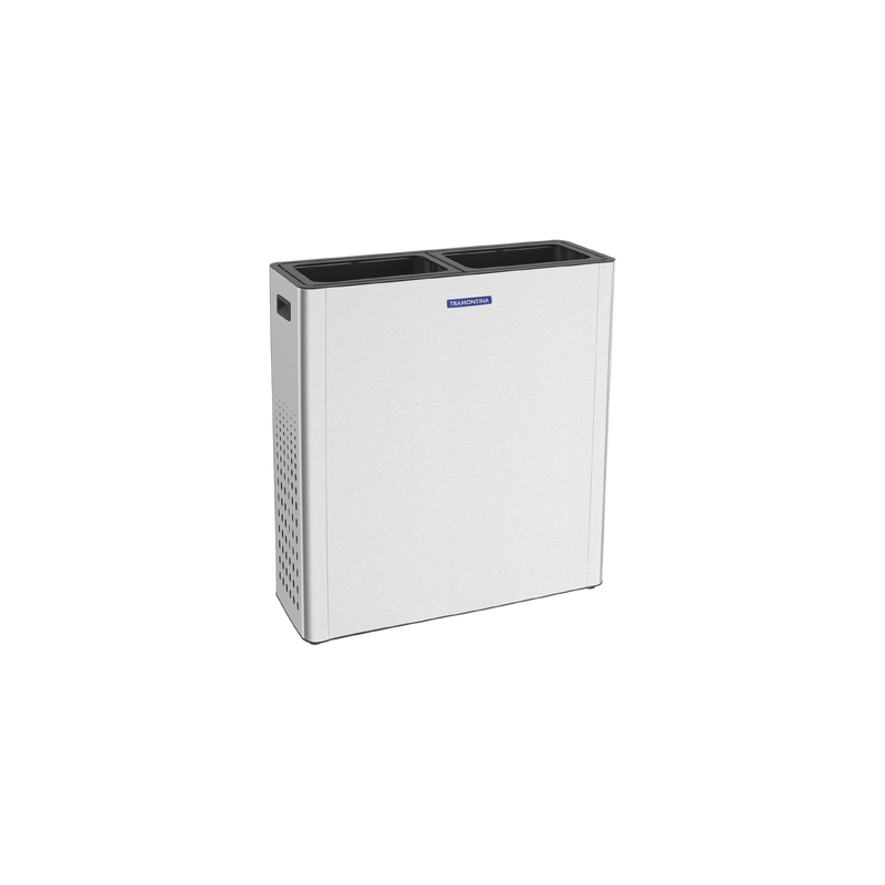 Lixeira Tramontina Sassari Plus em Aço Inox com Acabamento Acetinado 65 + 65 L