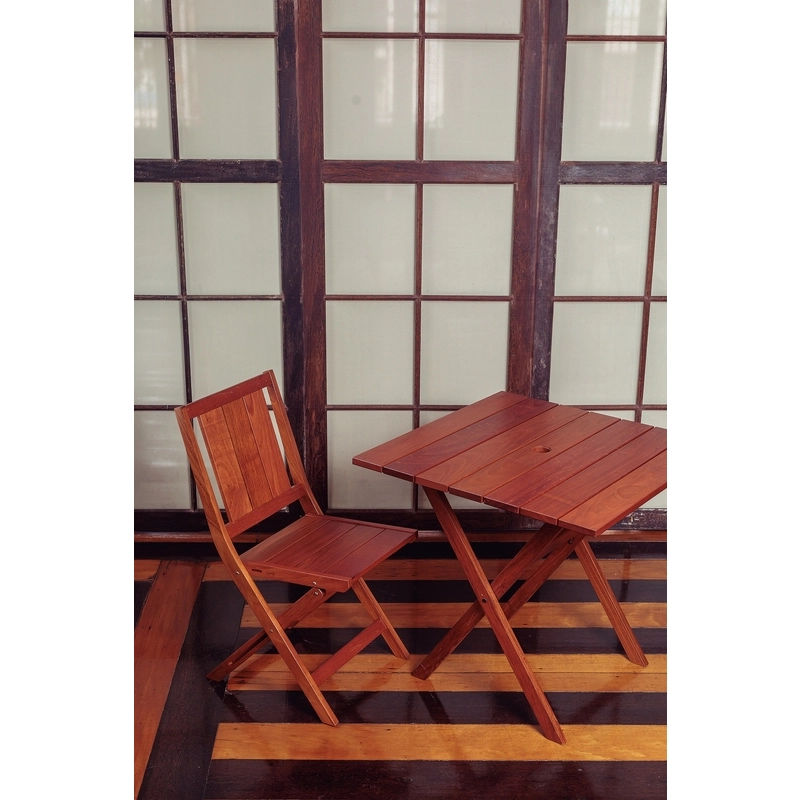 Mesa Dobrável Tramontina Lanati Quadrada em Madeira Jatobá 80 cm FSC