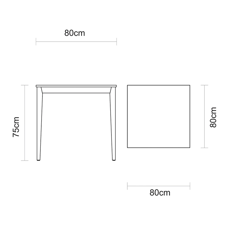Mesa Tramontina London Quadrada em Madeira Tauari Amêndoa 4 Lugares 80 cm