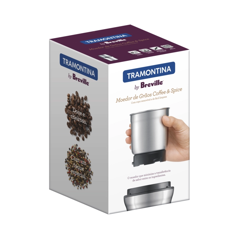 Moedor de grãos Tramontina by Breville  Coffee & Spice em Aço Inox Fosco 127 V