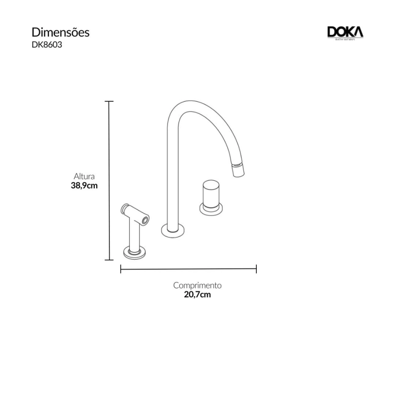 Monocomando de Cozinha com Bica Direcionável e Ducha Manual Modu - GunMetal