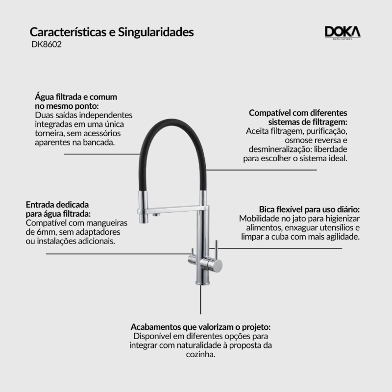Monocomando de Cozinha para Filtro Aera - Brushed
