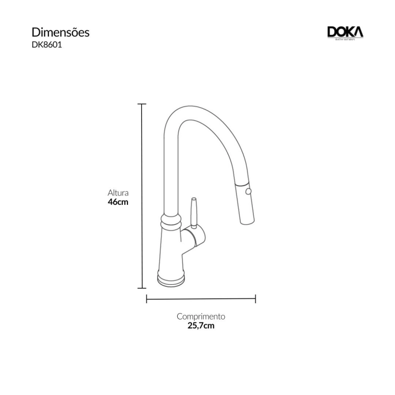 Monocomando de Cozinha Pull-Out Ferme - Brushed Gold