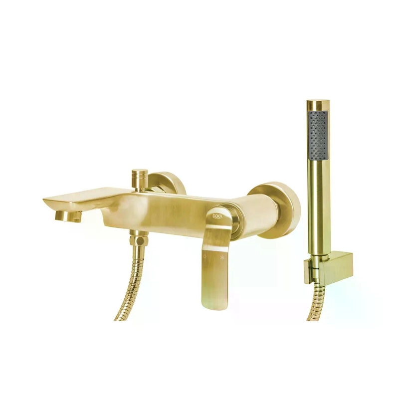 Monocomando de Parede para Banheira Com Ducha Manual Rainbow - Brushed Gold