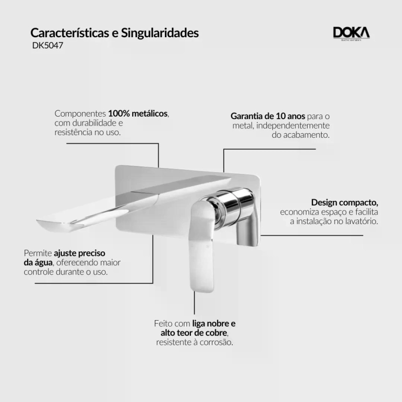 Monocomando de Parede para Lavatório Rainbow - Rose Gold
