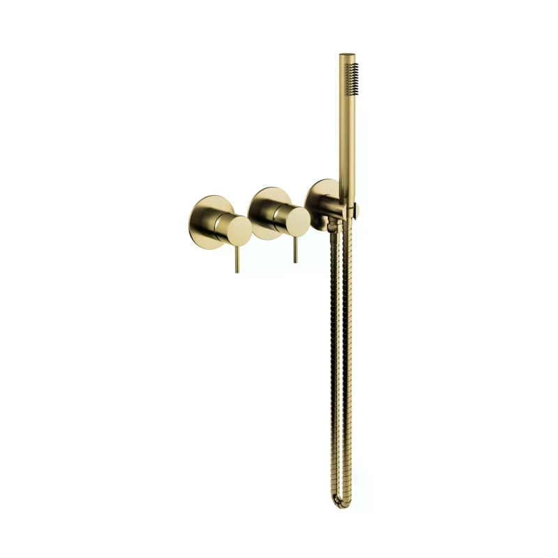 Monocomando Duplo para Chuveiro ou Banheira com Ducha Manual Loop - Brushed Gold