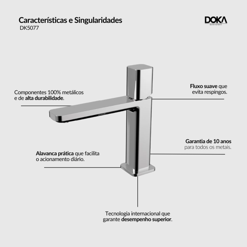 Monocomando para Lavatório 121mm Rivvo GeoStone - Chrome
