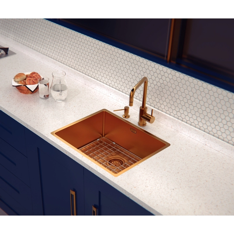 Monocomando Tramontina Angolare em Aço Inox Gold com Bica Articulada com revestimento PVD
