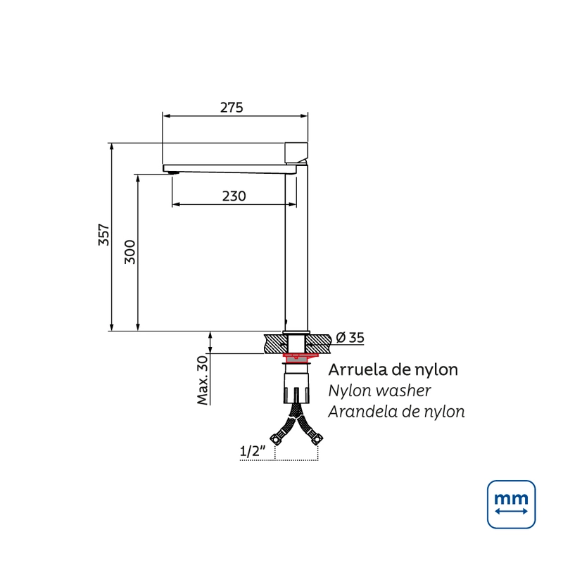 Monocomando Tramontina Design Collection Tower em Aço Inox com Acabamento Acetinado