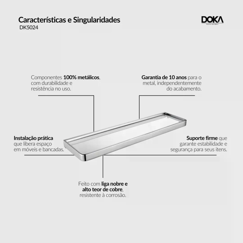 Prateleira com Vidro Rainbow - GunMetal