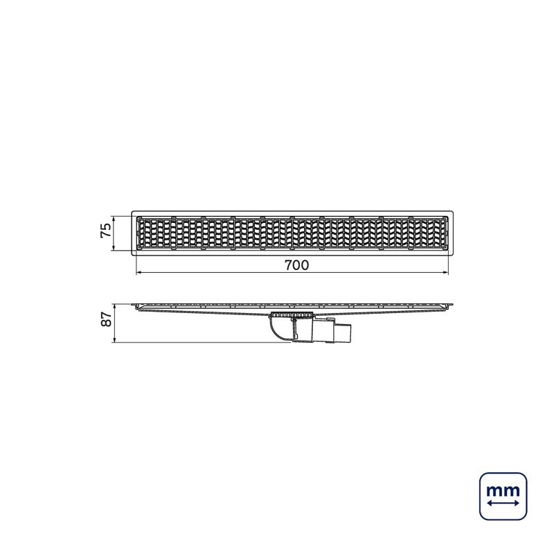 Ralo Neo Hidden Tramontina em PVC 7,5 x 70 cm