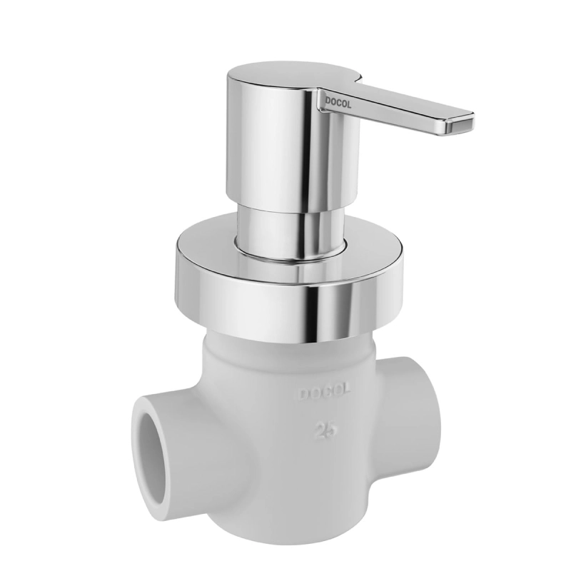 Registro tipo gaveta basetec PVC 1/4 volta de 25mm com acabamento Gali cromado
