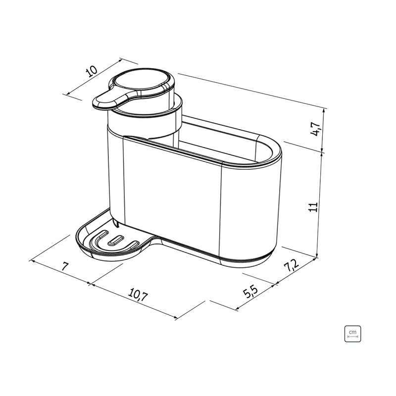 Suporte de Esponja com Dosador de Sabão Tramontina em Plástico ABS e Aço Inox