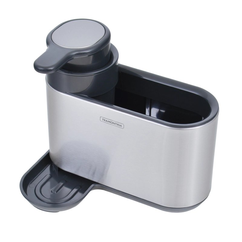 Suporte de Esponja com Dosador de Sabão Tramontina em Plástico ABS e Aço Inox