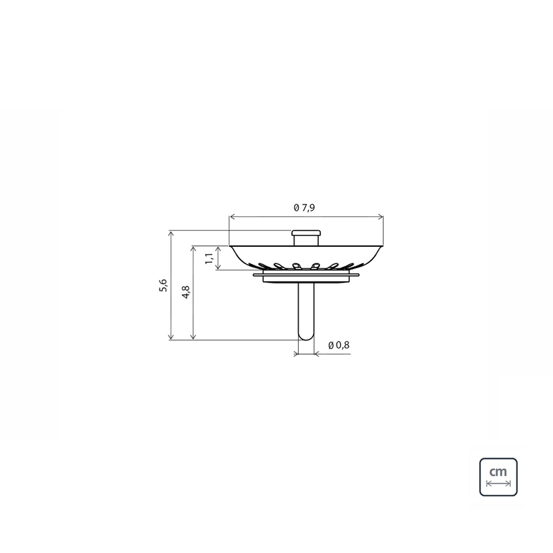 Tampa de Válvula Tramontina Econômica 4 1/2" em Aço Inox Polido e Polipropileno para Pias e Cubas