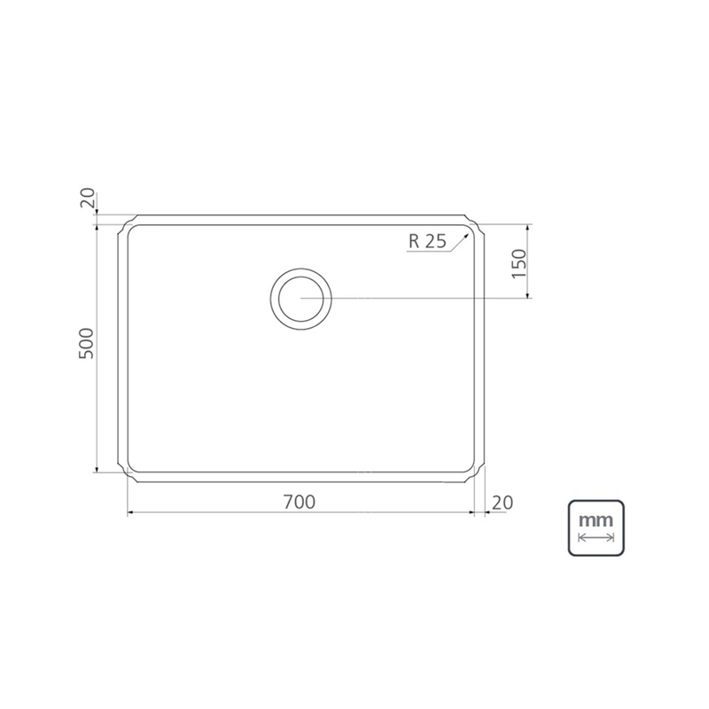 Tanque de embutir Tramontina Jumbo 108 L em Aço Inox 70x50 cm