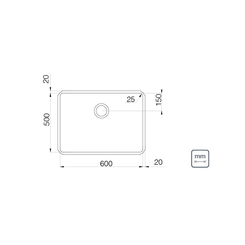 Tanque de embutir Tramontina Jumbo 92 L em Aço Inox 60x50 cm