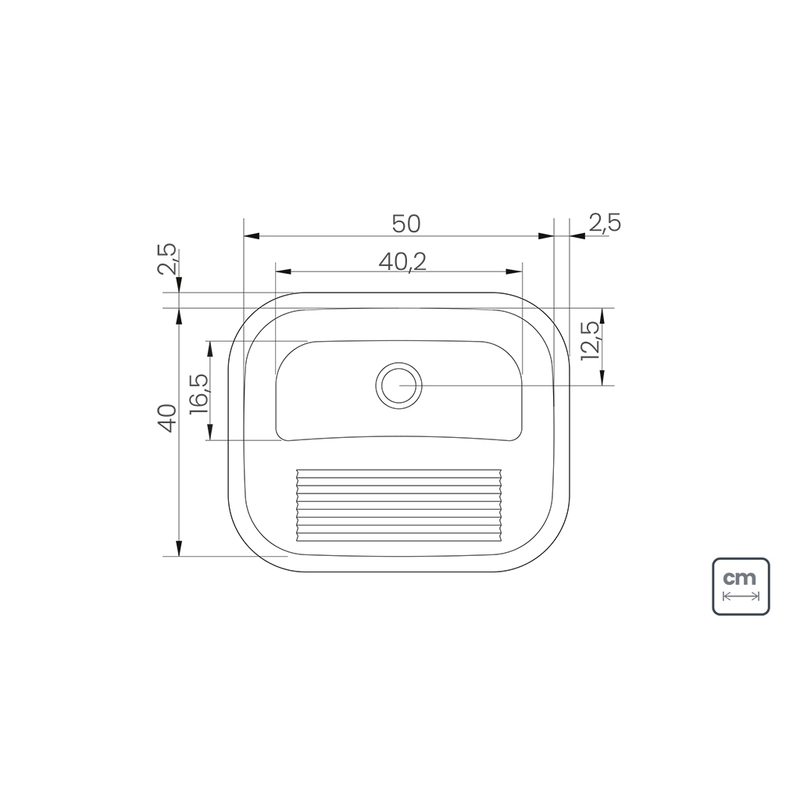 Tanque de Encaixe Tramontina Hera 34 L em Aço Inox Escovado 50x40 cm