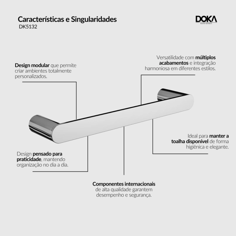 Toalheiro Retangular Quantum - Matt Black