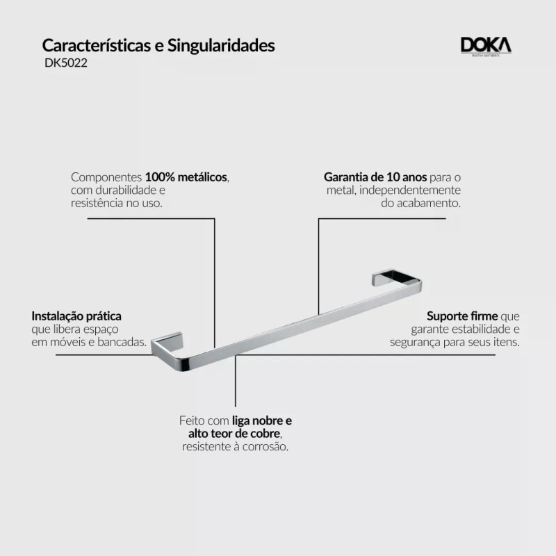 Toalheiro Simples de Parede Rainbow - Gold