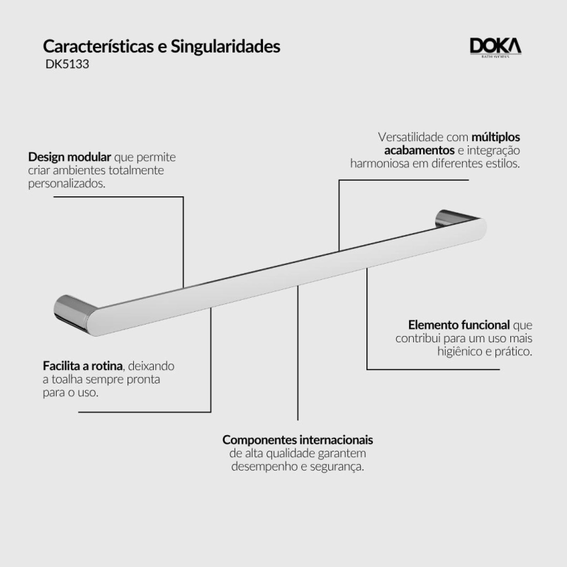 Toalheiro Simples Quantum - Brushed Nickel