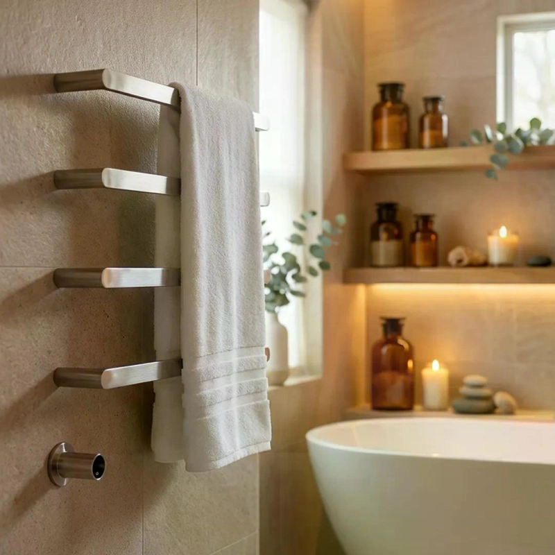 Toalheiro Térmico com Base Embutida - Brushed Nickel