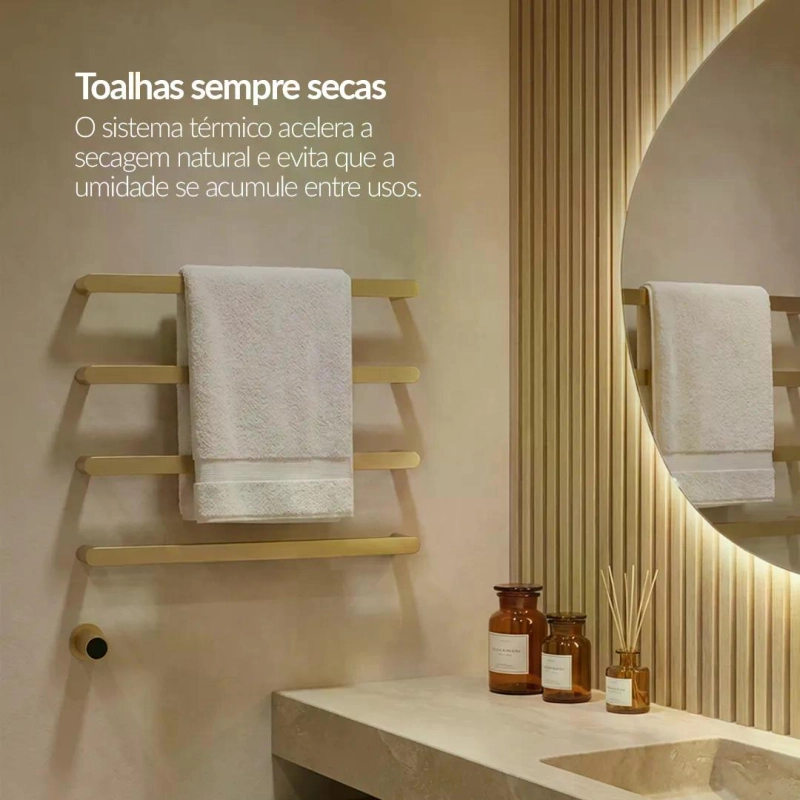 Toalheiro Térmico com Base Embutida - Chrome