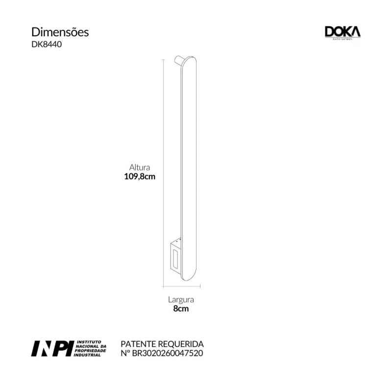 Toalheiro Térmico Sobreposto Linear - Brushed Nickel