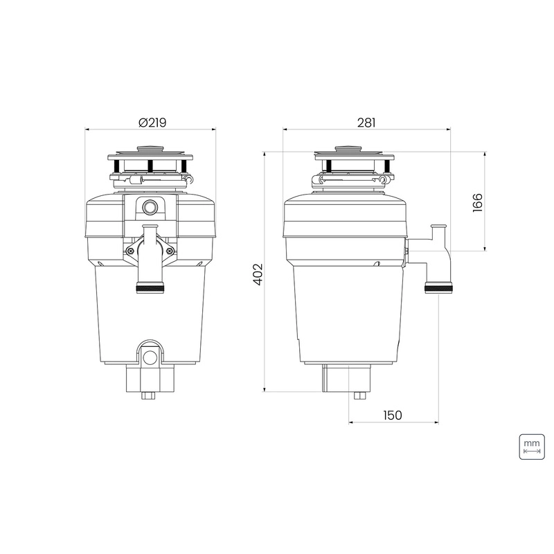 Triturador de Resíduos Alimentares Tramontina para Cubas ou Pias com Furação para Válvula de 4 1/2" com Potência de 0,75 HP 127 V