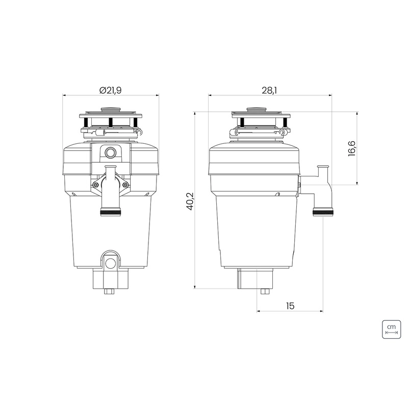 Triturador de Resíduos Alimentares Tramontina para Cubas ou Pias com Furação para Válvula de 4 1/2" com Potência de 0,75 HP 127 V