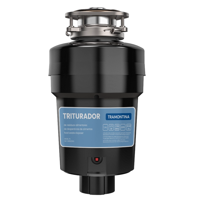 Triturador de Resíduos Alimentares Tramontina para Cubas ou Pias com Furação para Válvula de 4 1/2" com Potência de 0,75 HP 220 V