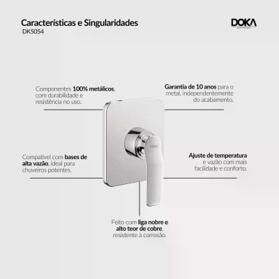 Acabamento para Monocomando de Chuveiro Rainbow – Base Deca - Matt White