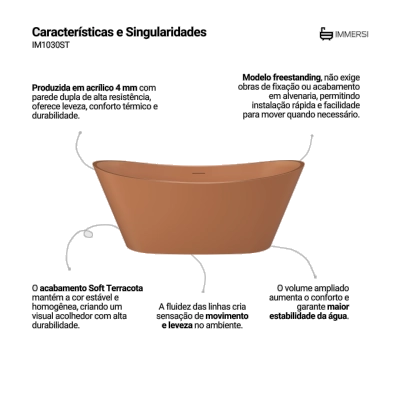 Banheira Porto Belo Soft Terracota (Fosca Colorida)