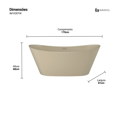 Banheira Porto Belo Tan White (Fosca Colorida)