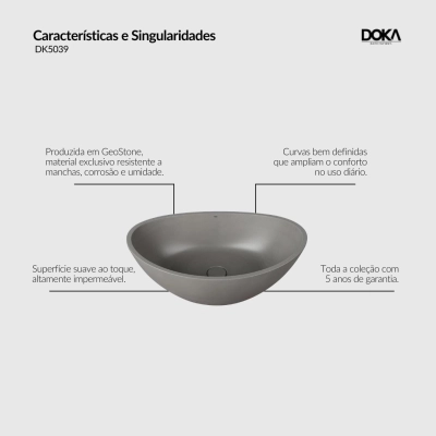 Cuba de Apoio Duplo Arco GeoStone - Moss Grey Terrazzo