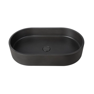Cuba de Apoio Oval GeoStone - Black Terrazzo