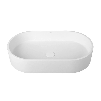Cuba de Apoio Oval GeoStone - White Terrazzo