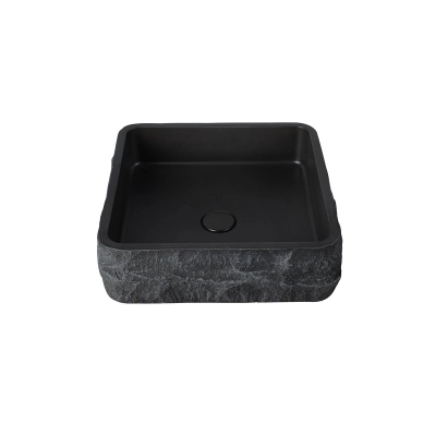 Cuba de Apoio Rock GeoStone - Black Terrazzo