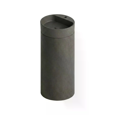 Cuba de Piso Redonda com Mesa GeoStone - Dark Concrete