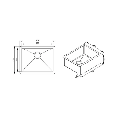 CUBA QUADRATINO FARM SINK STEEL 700