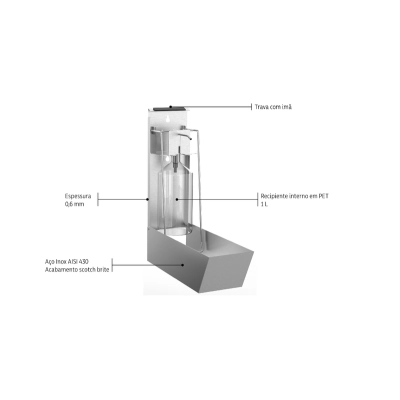 Dispenser de Álcool Gel e Sabão Líquido 1 litro Tramontina em Aço Inox com Acabamento Acetinado
