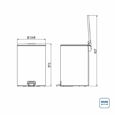 Lixeira com Pedal Tramontina Loop em Aço Inox com Acabamento Polido e Balde Interno 12 L