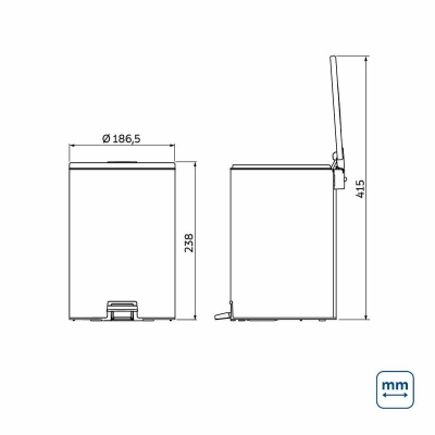 Lixeira com Pedal Tramontina Loop em Aço Inox com Acabamento Polido e Balde Interno 3 L