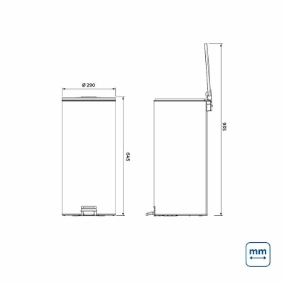 Lixeira com Pedal Tramontina Loop em Aço Inox com Acabamento Polido e Balde Interno 30 L