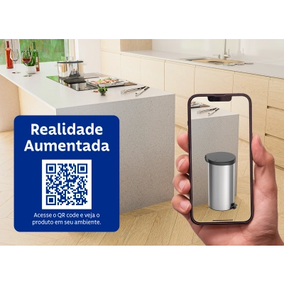 Lixeira com Pedal Tramontina New em Aço Inox com Acabamento Polido 20 L