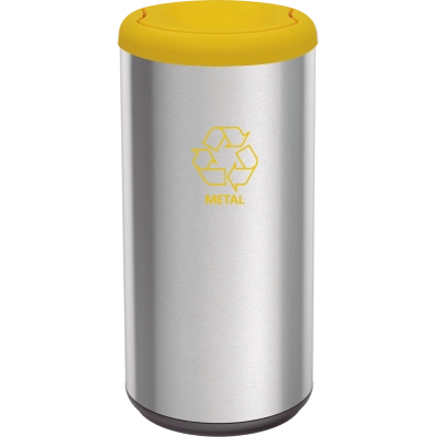 Lixeira Inox Tramontina Piemonte com Acabamento Acetinado e Tampa Basculante Amarela em Polipropileno 40 L