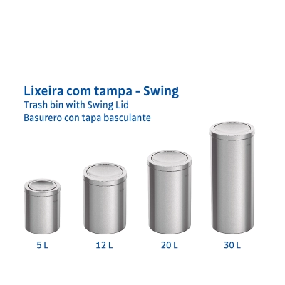 Lixeira Inox Tramontina Swing com Acabamento Acetinado e Tampa Basculante 5 L