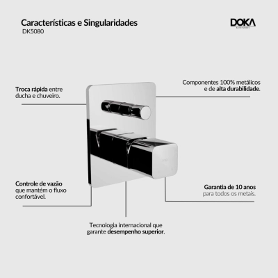 Monocomando com Desviador para Chuveiro Rivvo GeoStone - Moss Grey Terrazzo